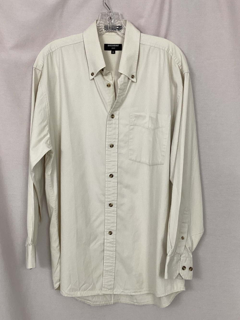 Dockers Men’s Off-White Button-Down Long Sleeve Shirt